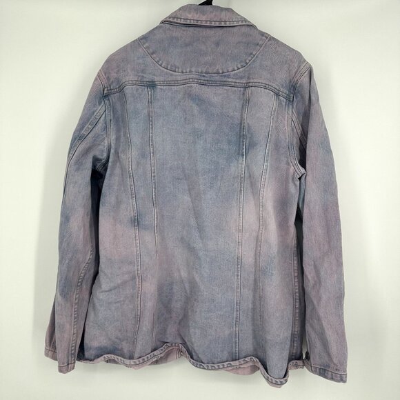 Orvis Denim Jean Jacket Pink and Blue size 18 100% Cotton - Picture 2 of 6